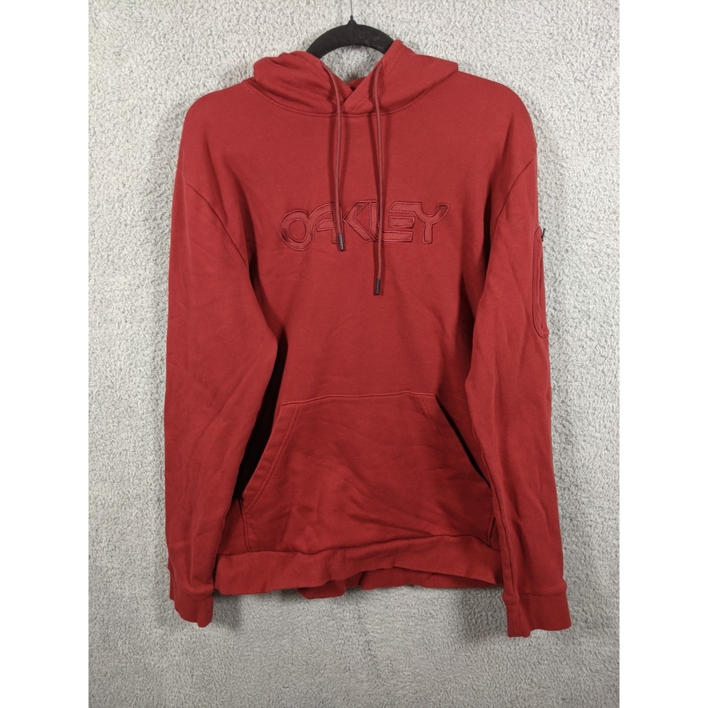 Oakley Hoodie Mens Large Maroon Embroidered Logo Cotton Blend Streetwear Casual
